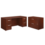 Sauder Affirm Collection Executive Desk With Two 2-Drawer Mobile Pedestal Files And Lateral File, 72inW x 30inD, Classic Cherry