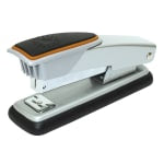 Office Depot Brand Compact Half-Strip Metal Desktop Stapler, 20 Sheets Capacity, Silver/Orange