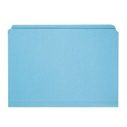 SKILCRAFT Straight-Cut Color File Folders, Letter Size, 30% Recycled, Blue, Box Of 100