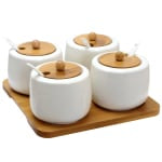 Elama 13-Piece Serving Jar Set, Short, White/Bamboo