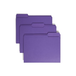 Smead Color File Folders, Letter Size, 1/3 Cut, Purple, Box Of 100