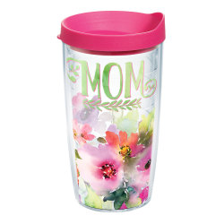 Tervis Mom Watercolor Floral Tumbler With Lid, 16 Oz, Clear