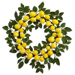 Nearly Natural Lemon 24inH Plastic Wreath, 24inH x 24inW x 3inD, Yellow