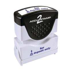 AccuStamp2 For Deposit Only Stamp, Shutter Pre-Inked One-Color FOR DEPOSIT ONLY Stamp, 1/2in x 1-5/8in Impression, Blue Ink