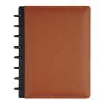 TUL Discbound Notebook With Leather Cover, Junior Size, Narrow Ruled, 60 Sheets, Brown