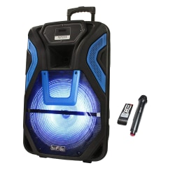 BeFree Sound Rechargeable Bluetooth Portable Party PA Speaker System, Black/Blue