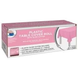 Amscan Boxed Plastic Table Roll, New Pink, 54in x 126'