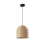 Adesso Bahama Pendant Lamp, 12inH x 12inW, Tan Shade/Dark Bronze Base