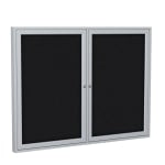 Ghent 2 Door Enclosed Fabric Bulletin Board, Satin Aluminum Frame, 36inH x 48inW, Black