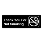 Alpine Thank you for Not Smoking Signs, 3in x 9in, Black/White, Pack Of 15 Signs