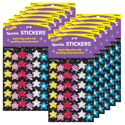 Eureka Presto-Stick Foil Star Stickers, 1/2in, Silver, 250 Stickers Per Pack, Set Of 12 Packs