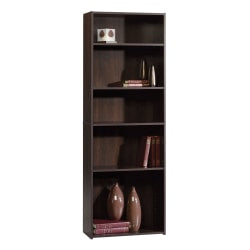 Sauder Beginnings 71 3/16inH 5-Shelf Transitional Bookcase, Red/Dark Finish, Standard Delivery