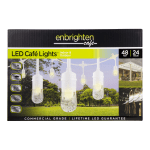 Enbrighten Classic LED Cafe Lights, 48ft, Indoor/Outdoor, White Cord/Multicolor Lights