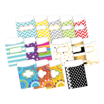 Barker Creek Curated Collection 5-Design Library Pocket Set, 3-1/2in x 5-1/8in, Multicolor, Pack Of 150 Pockets