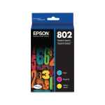 Epson 802 DuraBrite Cyan, Magenta, Yellow Ink Cartridges, Pack Of 3, T802520-S