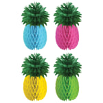 Amscan Summer Pineapple Honeycomb Centerpieces, 12in x 5in, Multicolor, Pack Of 8 Centerpieces