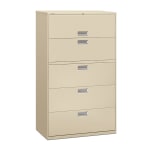 HON Brigade 600 42inW x 18inD Lateral 5-Drawer File Cabinet, Putty