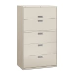 HON Brigade 600 42inW x 19-1/4inD Lateral 5-Drawer File Cabinet, Light Gray