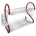 Better Chef DR-165R 2-Tier Chrome-Plated Dish Rack, 16in, Red