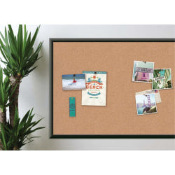 U Brands Cork Bulletin Board, 23in x 17in, Black Aluminum Frame