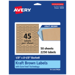 Avery Kraft Permanent Labels With Sure Feed, 94749-KMP50, Barbell, 1/2in x 2-1/2in, Brown, Pack Of 2,250