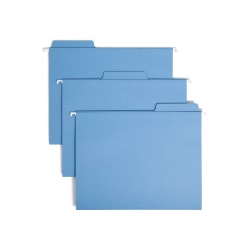 Smead FasTab Hanging File Folders, Letter Size, Blue, Box Of 20