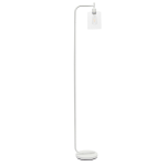 Simple Designs Modern Iron Floor Lamp, 67inH, White Base/Clear Shade