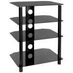 Mount-It! MI-867 AV Component Glass Media TV Stand, 27-1/2inH x 17inW x 16-1/2inD, Black