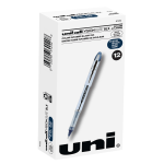 uni-ball Vision Elite Liquid Ink Rollerball Pens, Bold Point, 0.8 mm, White Barrel, Blue/Black Ink, Pack Of 12