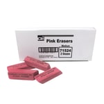 Charles Leonard Natural Rubber Wedge Erasers, Medium, Pink, 12 Erasers Per Box, Pack Of 3 Boxes