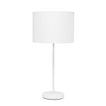 Simple Designs Stick Lamp With Fabric Shade, 19-12inH, White Shade/White Base