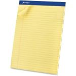 Ampad Basic Micro Perforated Writing Pads, 50 Sheets, Stapled, Wide Ruled, 8 1/2in x 11 1/2in, Canary Yellow, Pack Of 12