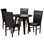 Baxton Studio Miya Dining Set, 29-15/16inH x 35-7/16inW x 35-7/16inD, Dark Brown