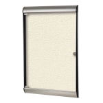 Ghent Silhouette 1-Door Enclosed Bulletin Board, Vinyl, 42-1/8in x 27-3/4in, Ivory, Satin Black Aluminum Frame