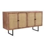 Coast to Coast Tory 4-Door Credenza/Sideboard, 30inH x 58inW x 16inD, Capris Light Brown/Cane