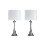 LumiSource Lenuxe Contemporary Table Lamps, 24-1/4inH, White Shade/Brushed Nickel Base, Set Of 2 Lamps