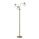 Adesso Presley 3-Arm Floor Lamp, 69inH, Clear Shade/Shiny Gold Base