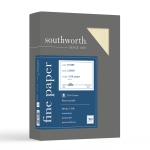 Southworth 25% Cotton Linen Business Paper, Ivory, Letter (8.5in x 11in), 500 Sheets Per Ream, 24 Lb, 94 Brightness