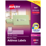 Avery Easy Peel Permanent Laser Address Labels, 5661, 1in x 4in, Clear, Pack Of 1,000