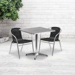 Flash Furniture Lila Square Aluminum Indoor-Outdoor Table With 2 Chairs, 27-1/2inH x 27-1/2inW x 27-1/2inD, Black, Set Of 3