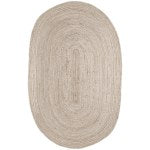 Anji Mountain Kerala Natural Jute Rug, Oval, 6ft x 9ft, Ivory