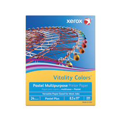 Xerox Vitality Colors Pastel Plus Color Multi-Use Printer & Copy Paper, Goldenrod, Letter (8.5in x 11in), 500 Sheets Per Ream, 24 Lb, 30% Recycled