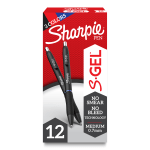 Sharpie S Gel Pens, Medium Point, 0.7 mm, Black Barrels, Assorted Ink, Pack Of 12 Pens