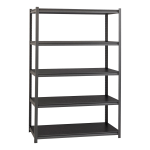 Lorell Riveted Storage Shelving, 5-Shelf, 72inH x 48inW x 18inD, Black