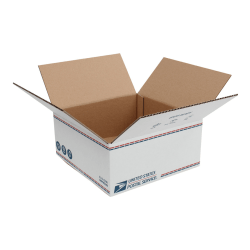 United States Post Office Shipping Boxes, 12in x 12in x 5-1/2in, White/Blue/Red, Pack Of 20 Boxes