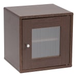 IRIS 14inH Cube Storage With Window Door, Brown Oak