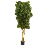 Nearly Natural 7ftH Artificial Fiddle Leaf Fig Tree With Pot, Green/Black