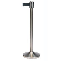 CSL Stanchions With 9ft Retractable Belts, Stainless, Pack Of 2 Stanchions