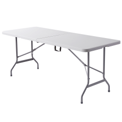 Realspace Molded Plastic Top Folding Table with Handles, 29inH x 72inW x 29-1/4inD, Platinum/Charcoal