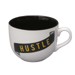 Gartner Studios Soup Mug, Hustle, 16 Oz, White/Black